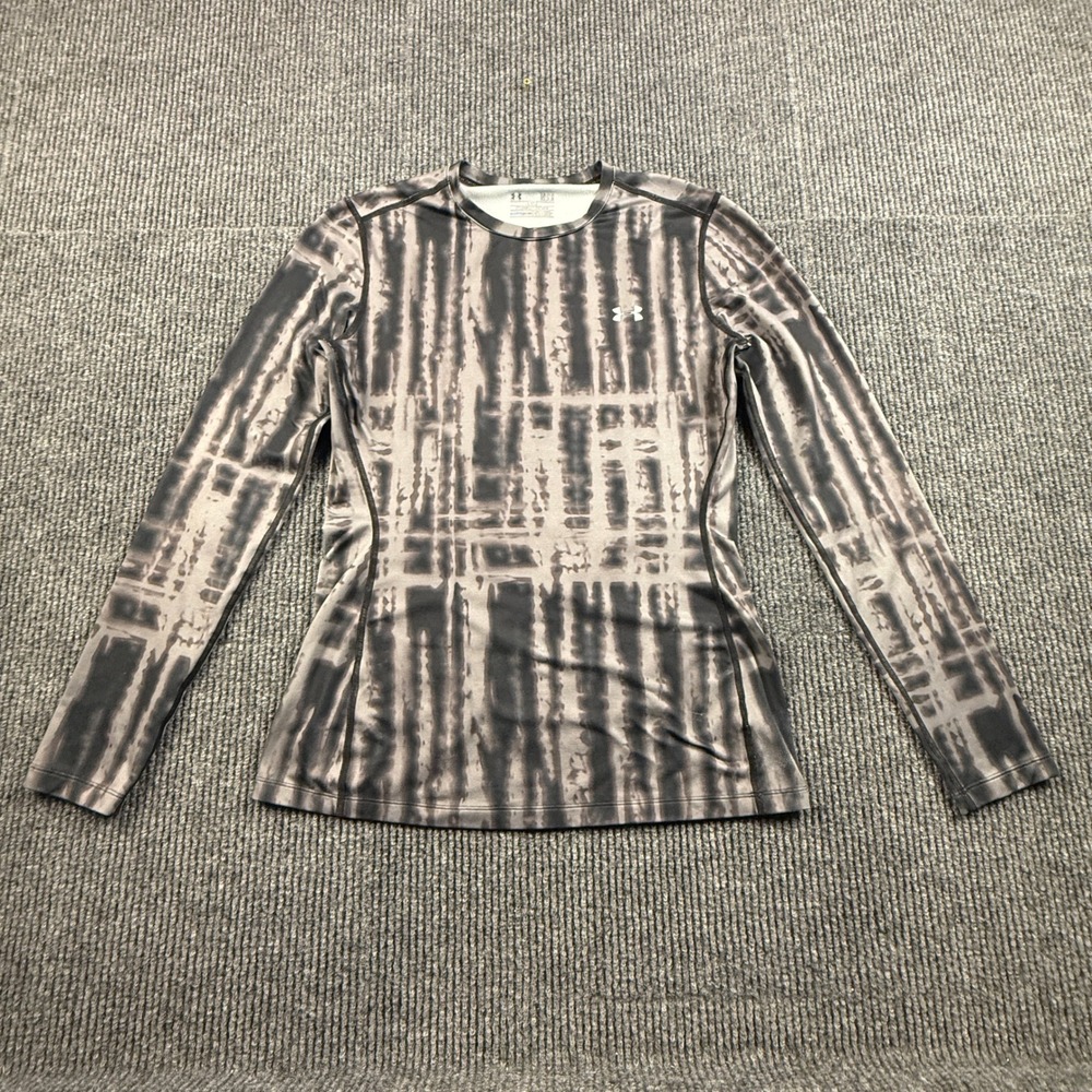 Under Armour ColdGear Women Large Fitted Long Sleeve Tie Dye Athletic Top Grey